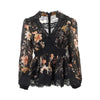 linen and silk carousel blouse with lace