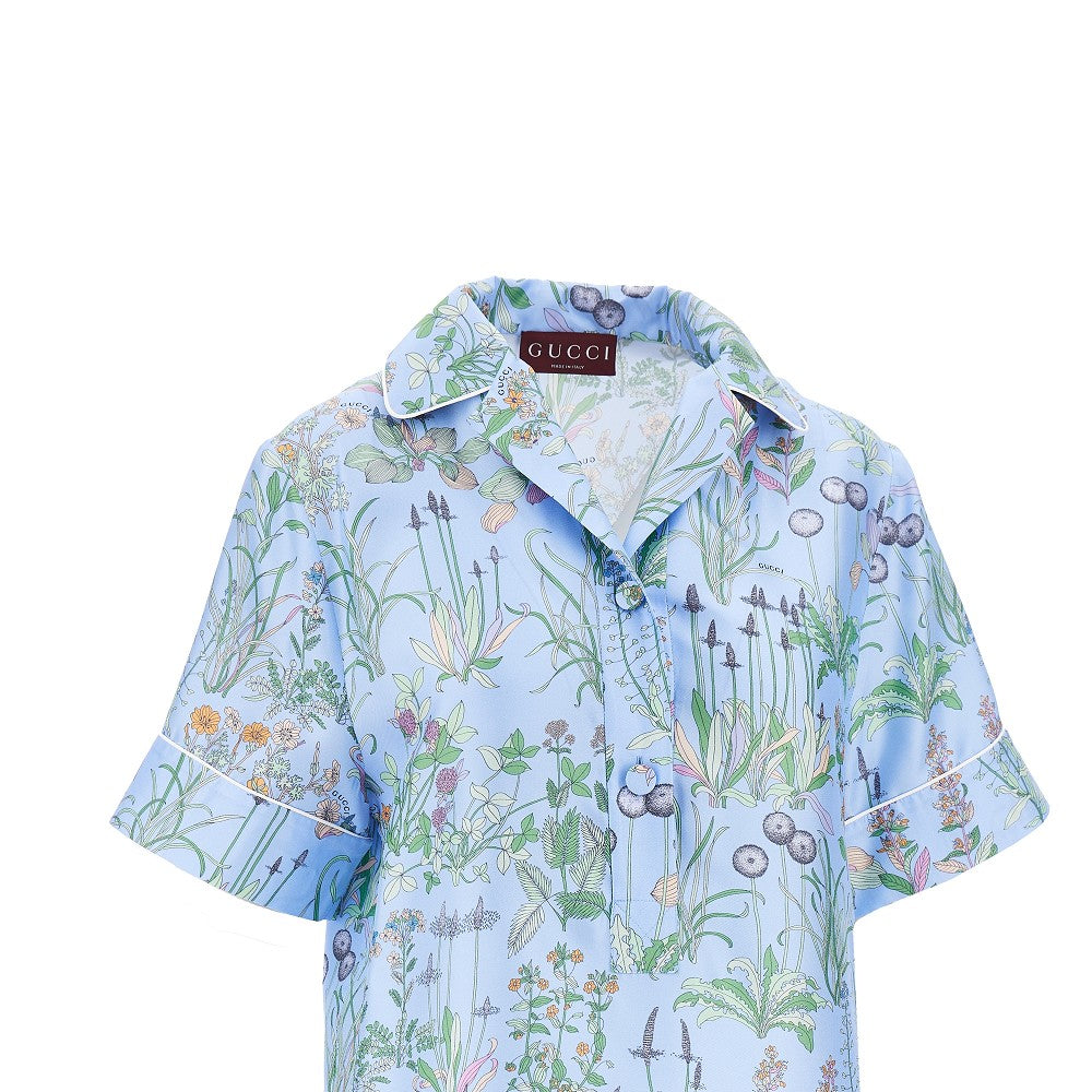 GUCCI 40 floral print silk twill shirt