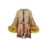VALENTINO 40 lurex georgette blouse with feathers
