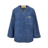 denim blouse with v gold detail