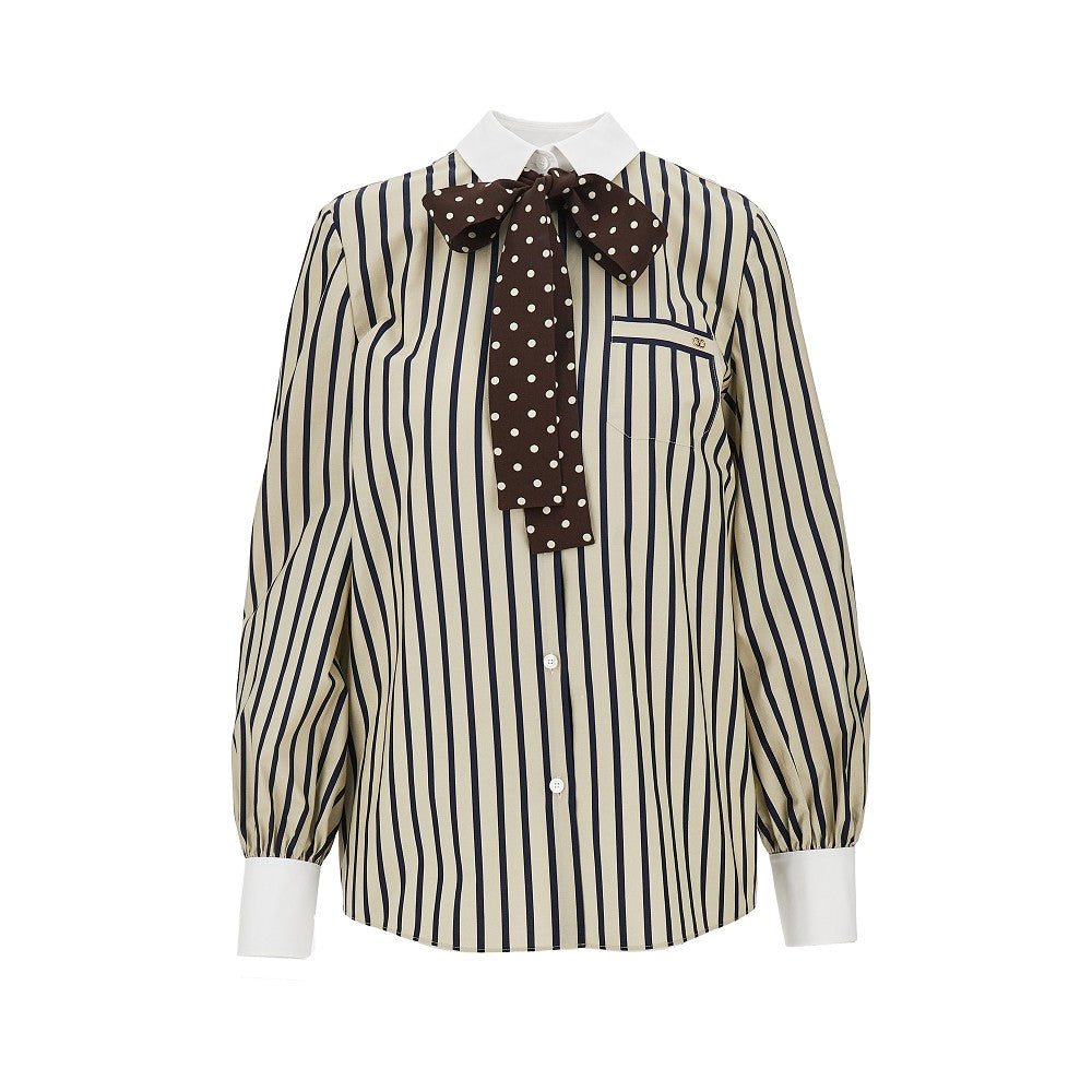 VALENTINO 42 striped shirt with silk bow