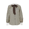 striped shirt with silk bow