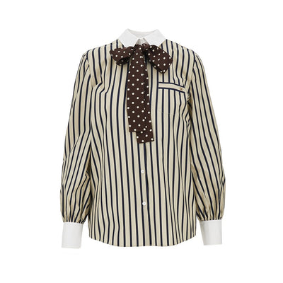 striped shirt with silk bow