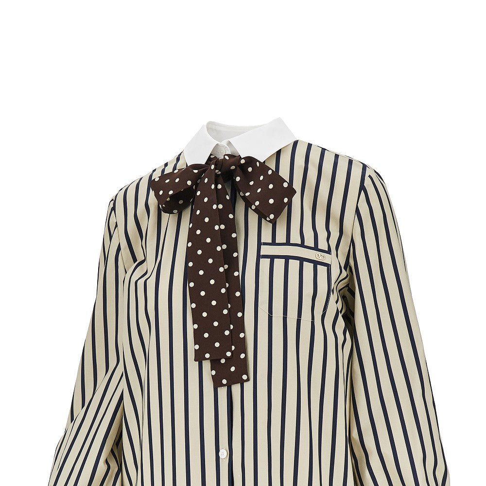 VALENTINO 42 striped shirt with silk bow