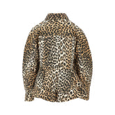GANNI 40 leopard cotton peplum shirt