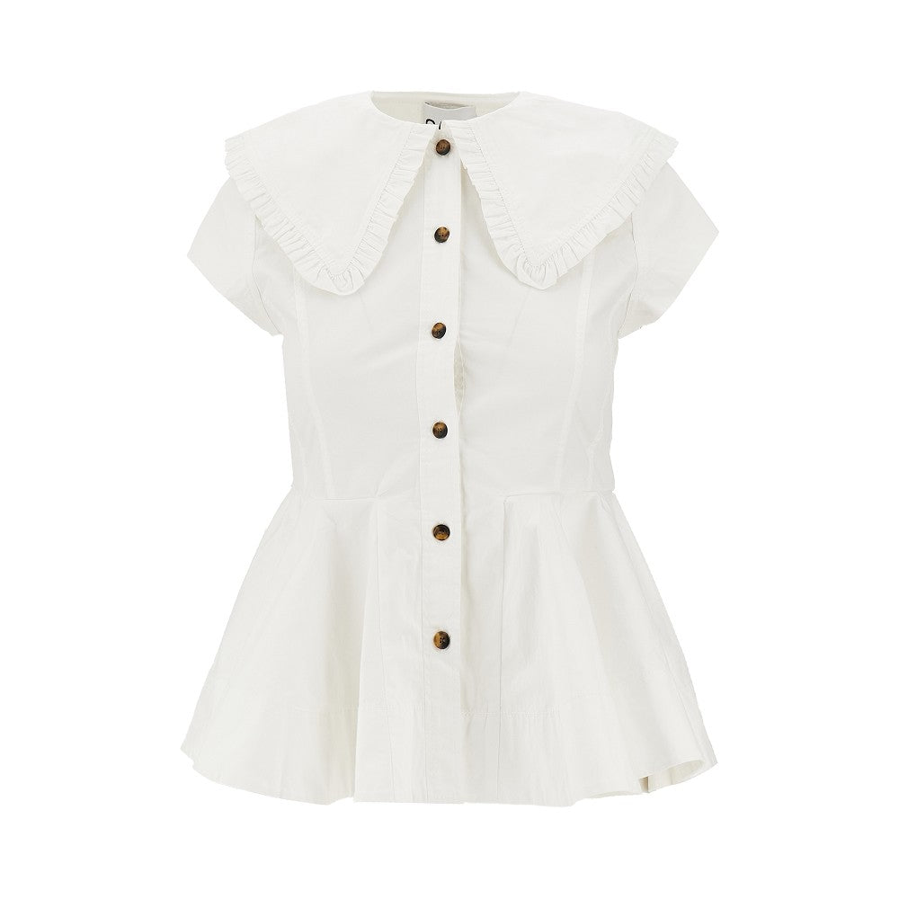 GANNI 36 ruffled cotton shirt