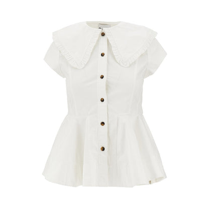 GANNI 36 ruffled cotton shirt