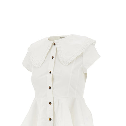 GANNI 36 ruffled cotton shirt