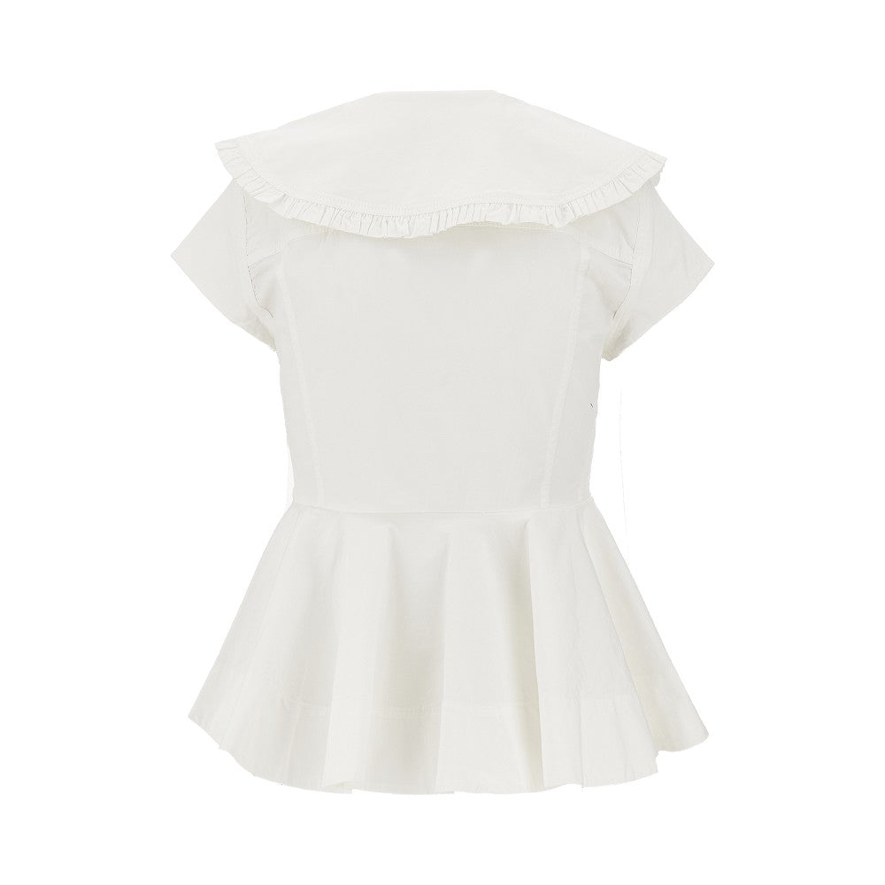 GANNI 36 ruffled cotton shirt