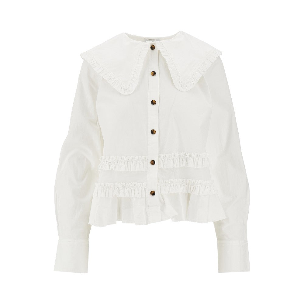 GANNI 36 ruffled stretch cotton shirt