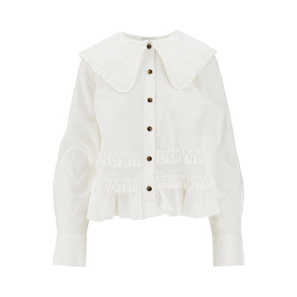 GANNI 36 ruffled stretch cotton shirt