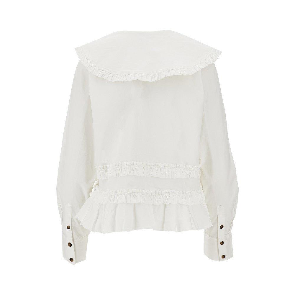 GANNI 36 ruffled stretch cotton shirt