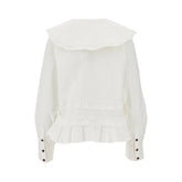 GANNI 36 ruffled stretch cotton shirt