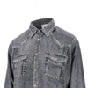 denim print silk shirt