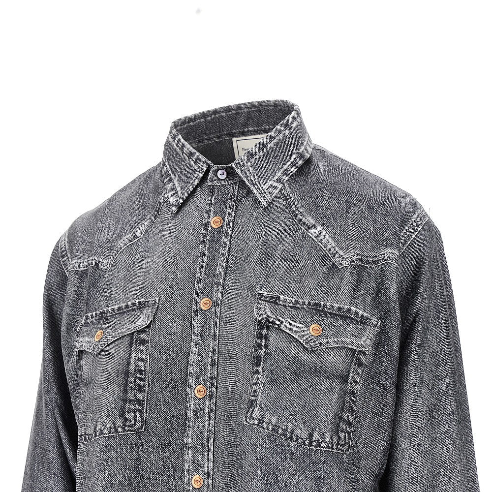 PIERRE LOUIS MASCIA M denim print silk shirt