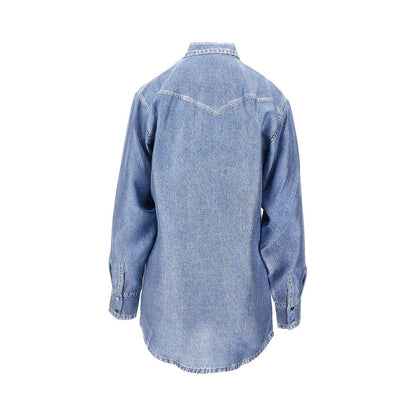 PIERRE LOUIS MASCIA S denim print silk shirt
