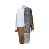 PIERRE LOUIS MASCIA M cotton and silk patchwork shirt dress