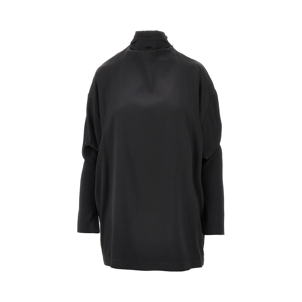PHOEBE PHILO 40 stretch satin blouse with knotted neck