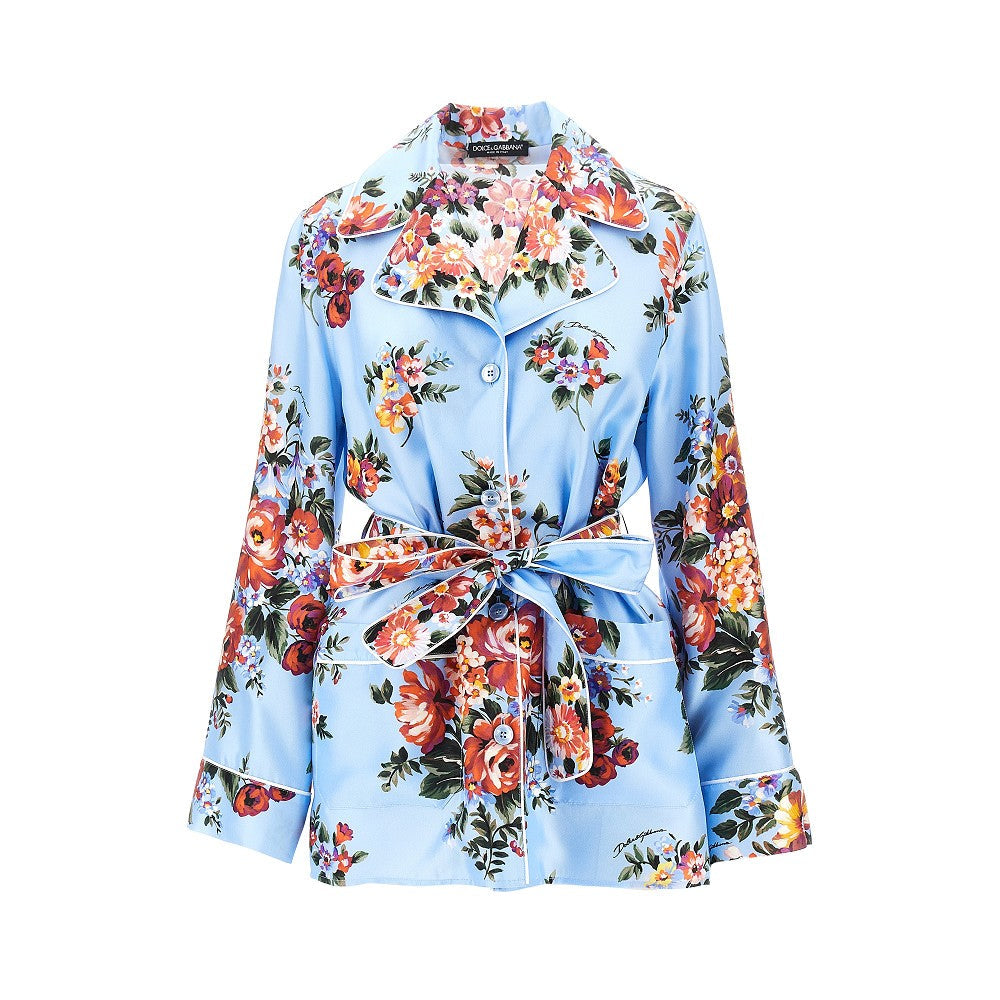 flowers print silk vanity shirt