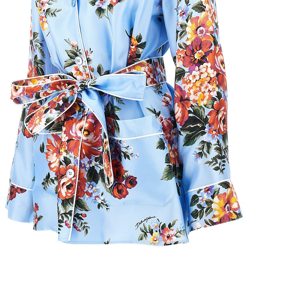 flowers print silk vanity shirt