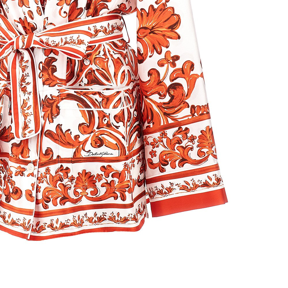 DOLCE&amp;GABBANA 44 maiolica print silk vanity shirt