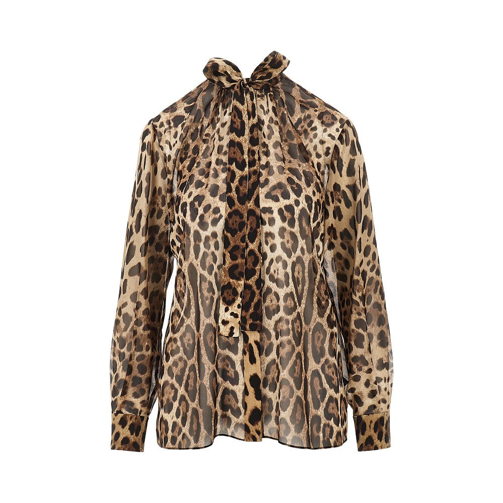 silk georgette shirt with leo print