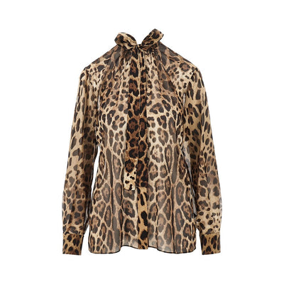 silk georgette shirt with leo print