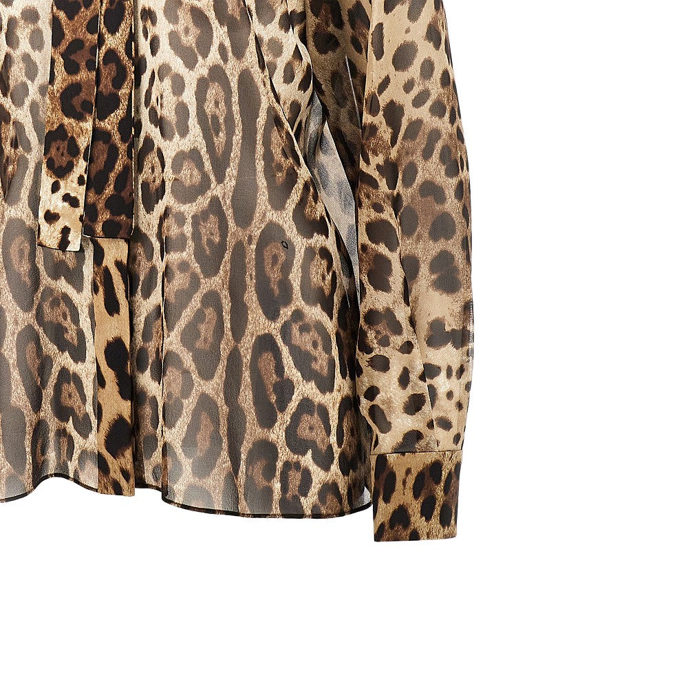 silk georgette shirt with leo print