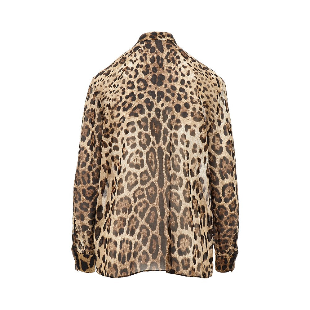 silk georgette shirt with leo print