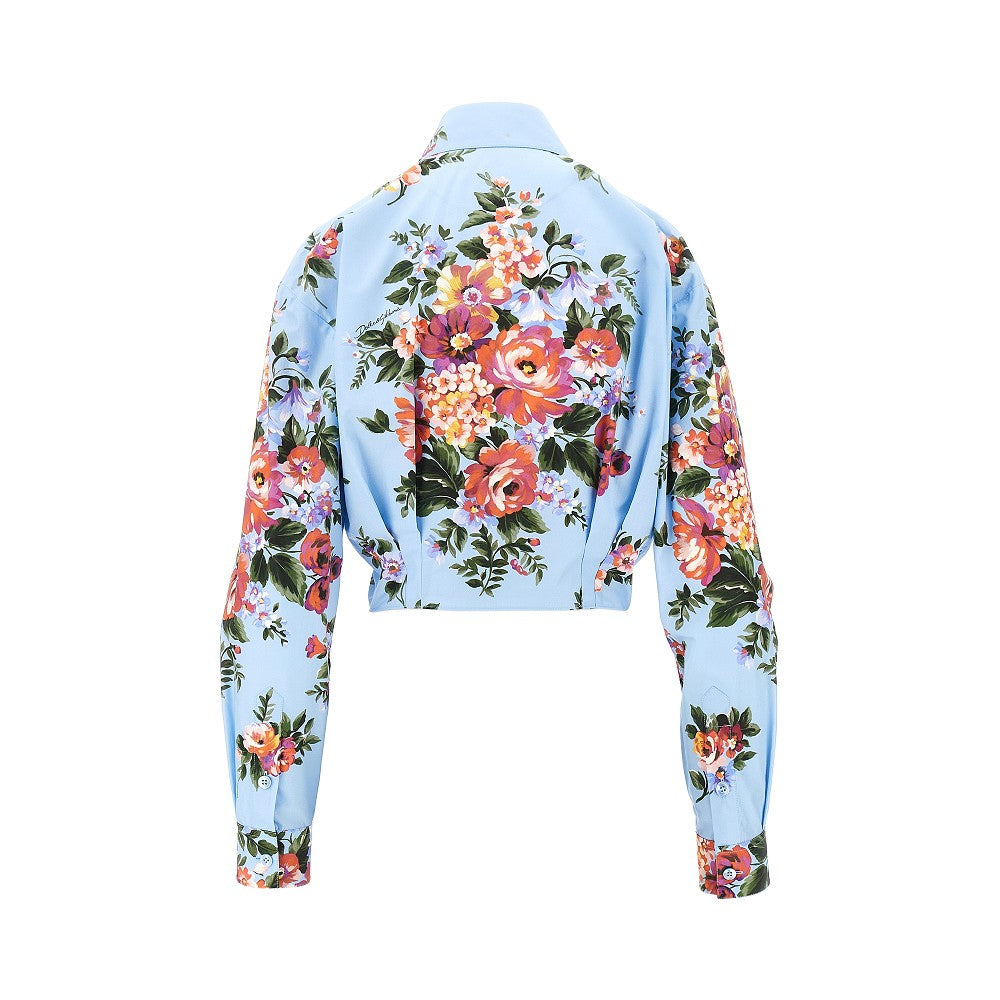 floral poplin knotted shirt