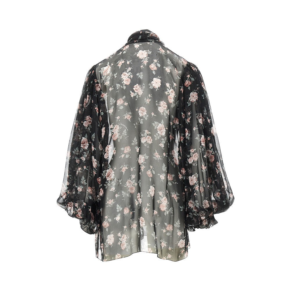 vintage roses print chiffon blouse