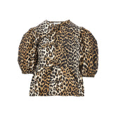 GANNI 36 leopard poplin blouse