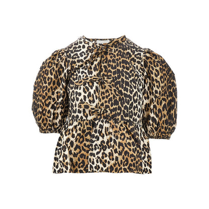 GANNI 36 leopard poplin blouse
