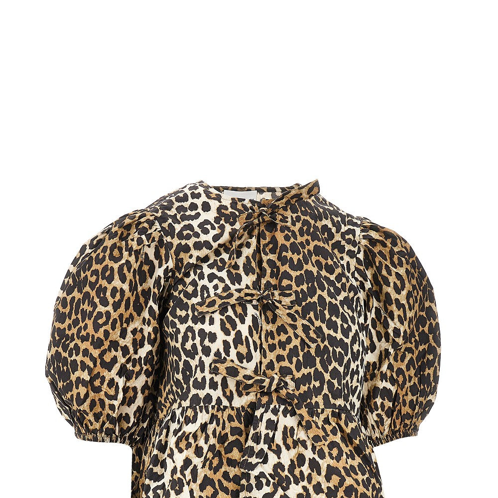 GANNI 36 leopard poplin blouse
