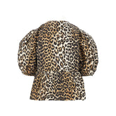 GANNI 36 leopard poplin blouse