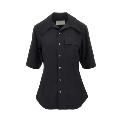 AMI 38 wool twill short-sleeved shirt