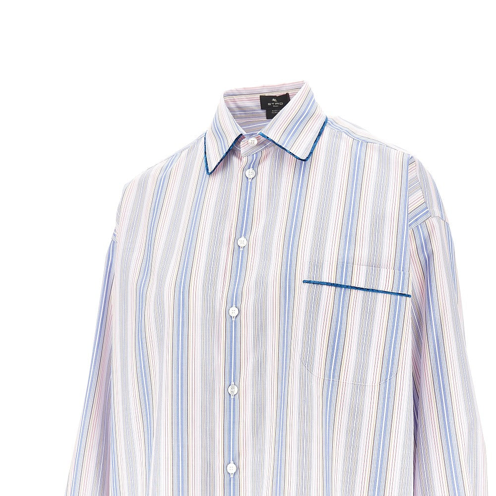 ETRO 40 striped shirt with velvet piping