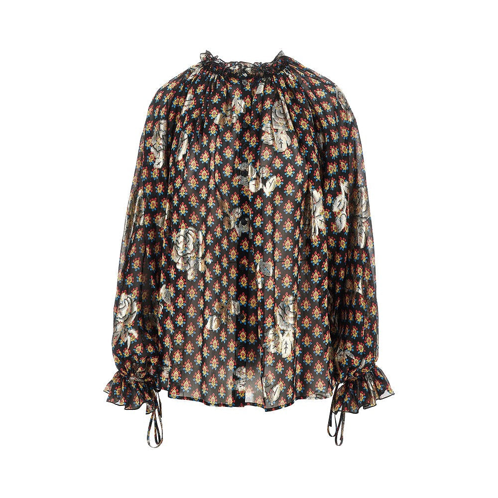 ETRO 40 fil coupé roses silk blouse