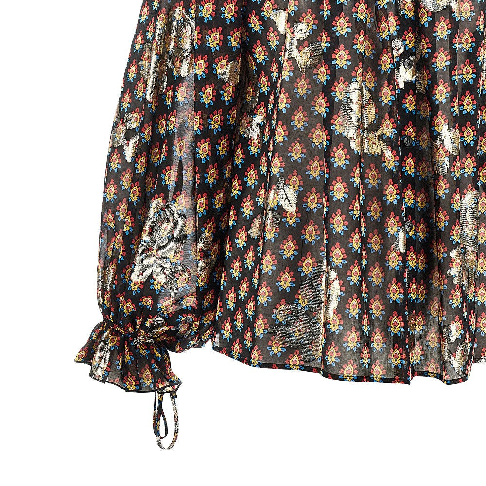 ETRO 40 fil coupé roses silk blouse
