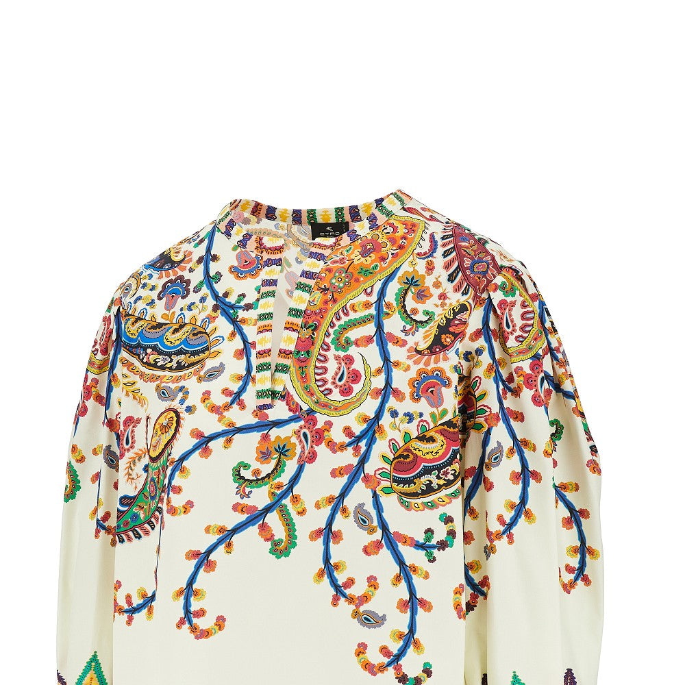 multicoloured paisley cotton blouse