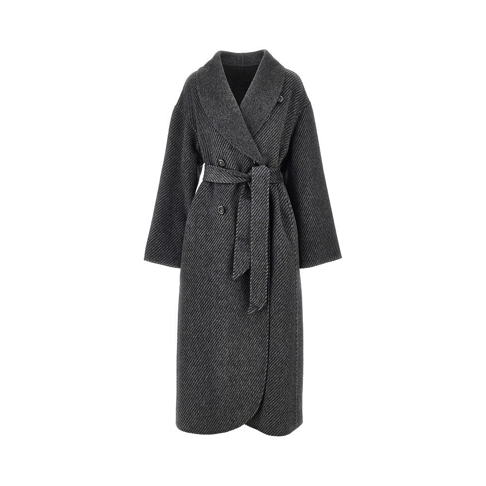 reversible double-breasted coat with belt