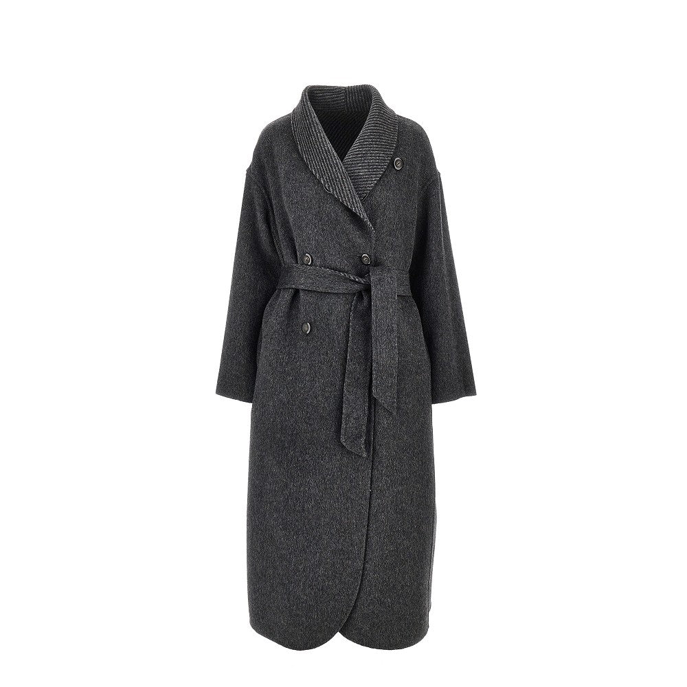 reversible double-breasted coat with belt