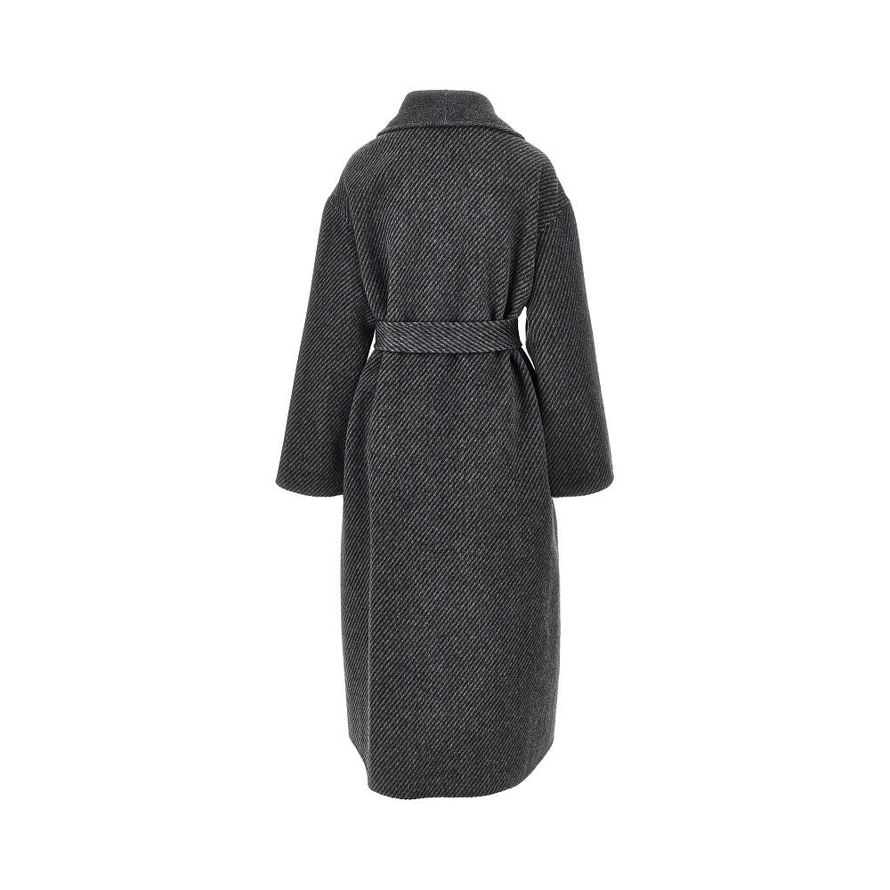 reversible double-breasted coat with belt
