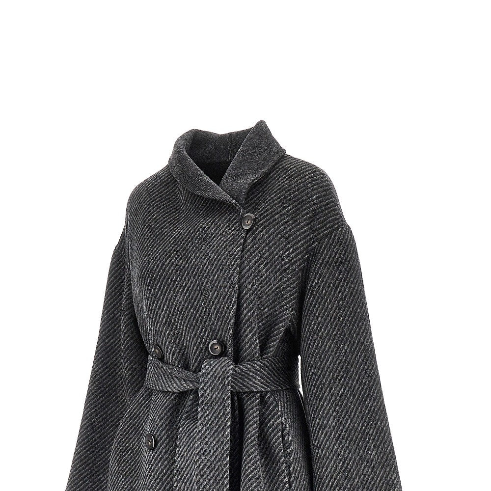 reversible double-breasted coat with belt