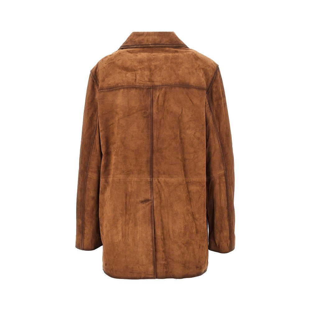 suede leather single-breasted jacket