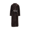 faux fur long coat with belt