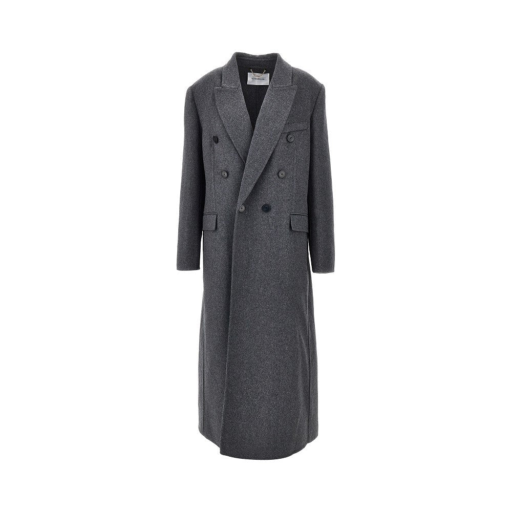 mélange wool and cashmere long coat