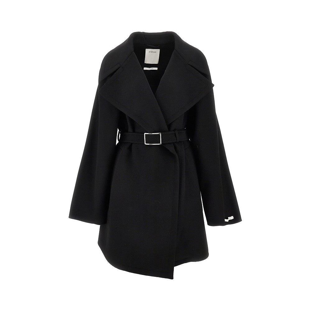 wool coat with belt