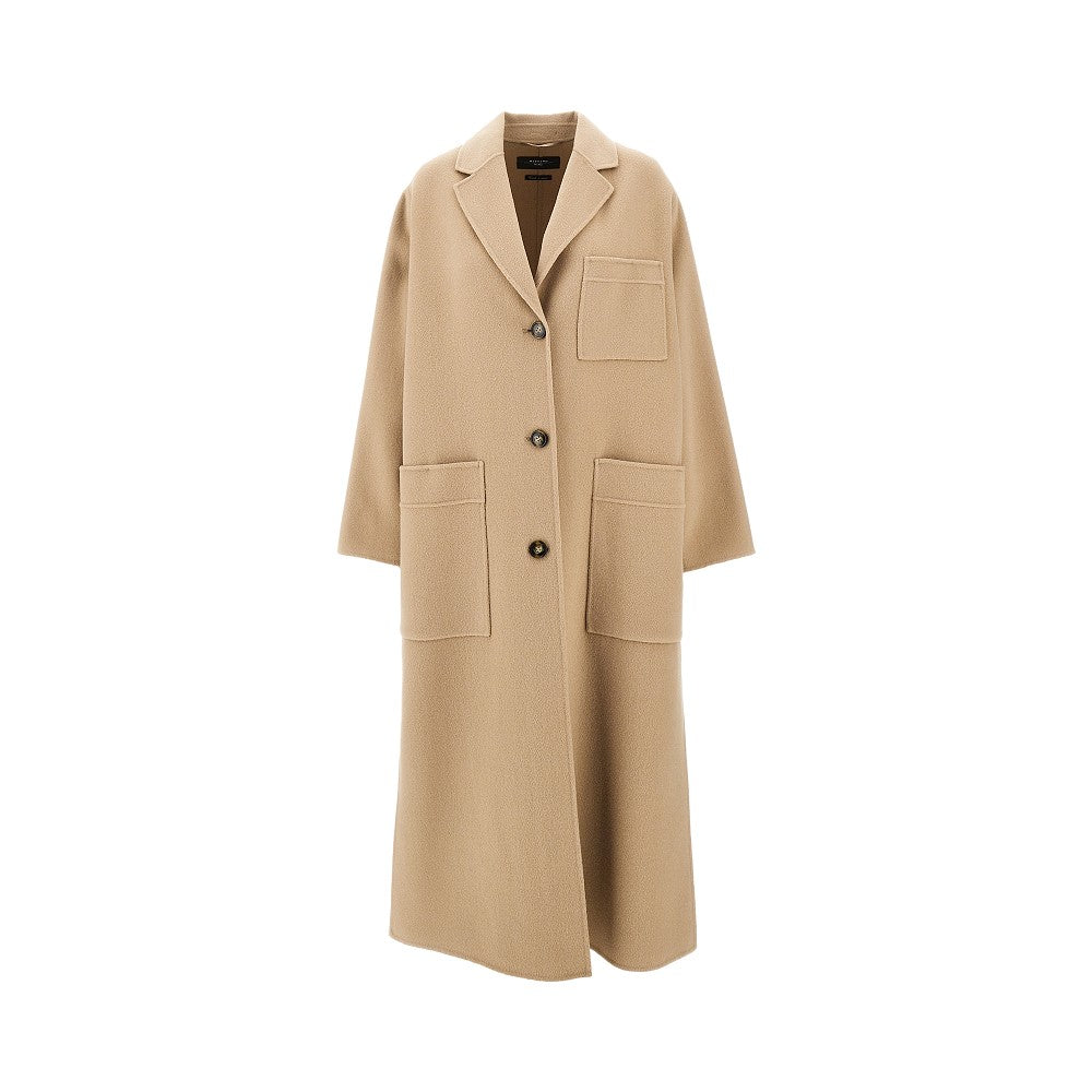 double wool blend single-breasted coat
