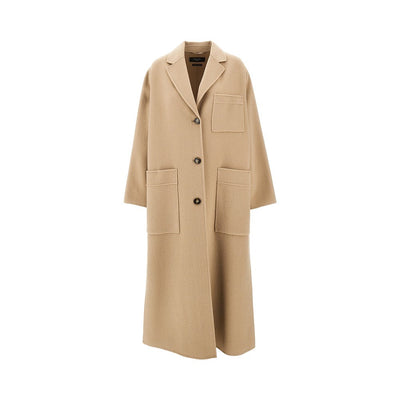 double wool blend single-breasted coat